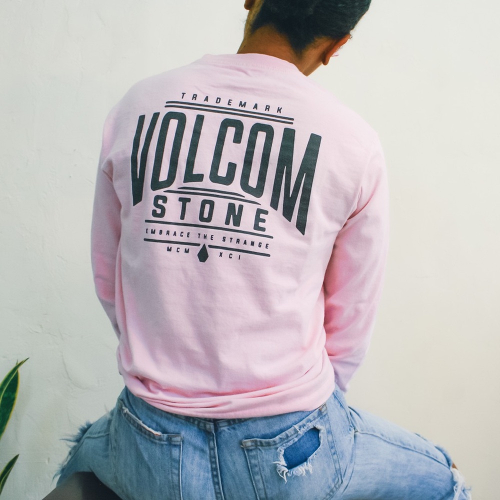 Volcom Stone Vintage Long Sleeve Tee (Pink)